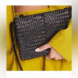 Madewell Leather Knotted Woven Shoulder Bag Adjustable Length 2 Front Pockets